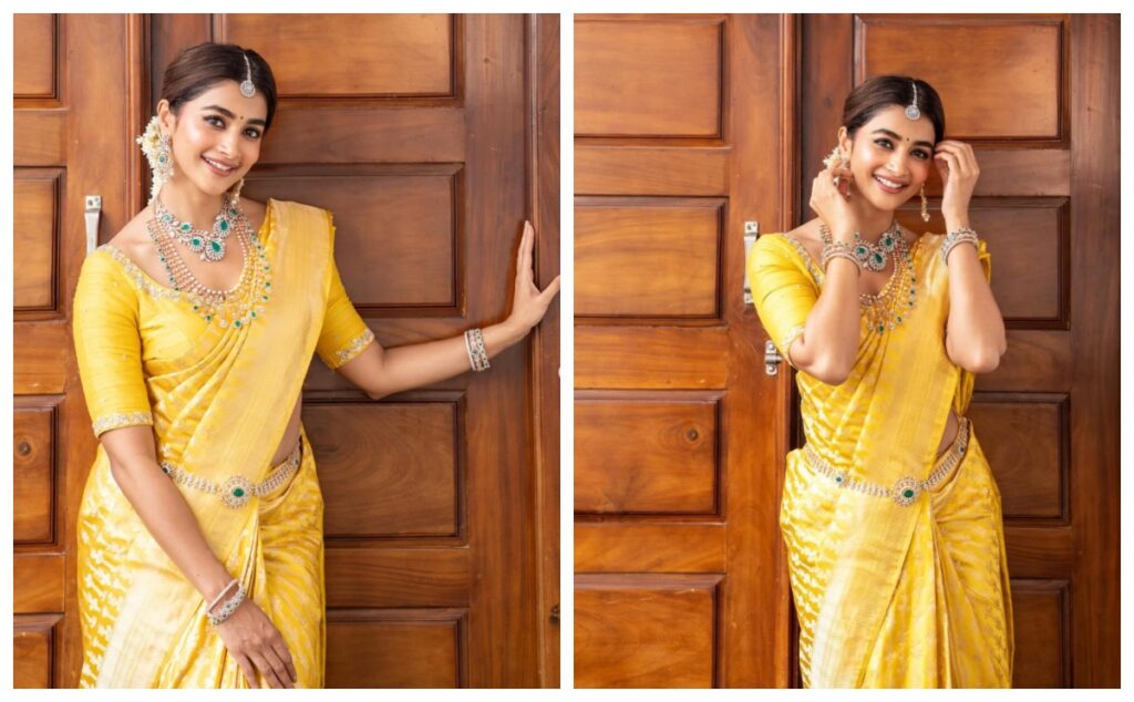 Gorgeous Yellow Lehenga Saree Design