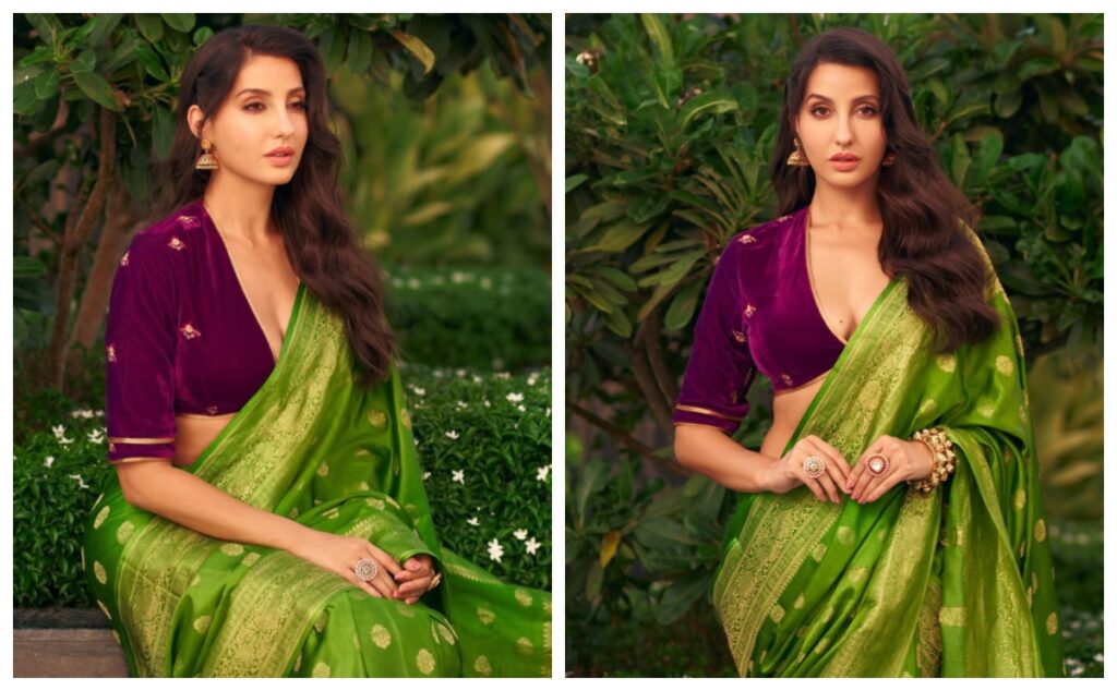 Nora fatehi in silk Saree - Live Times