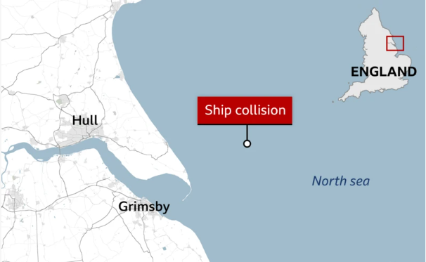 Cargo, Oil Tanker, UK coast, fire, vessel collides, 